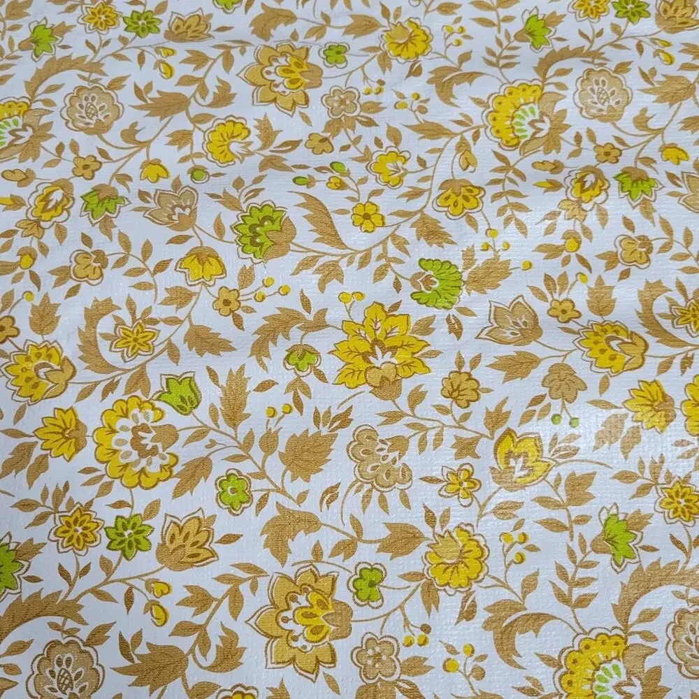 Vintage 70s Orange/Yellow/Green Floral Roll of Wallpaper, 27.5